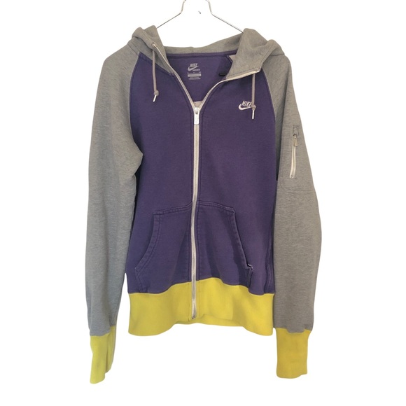 Nike | Shirts | Nike Color Block Purple Gray And Yellow Hoodie Sweatshirt |  Poshmark